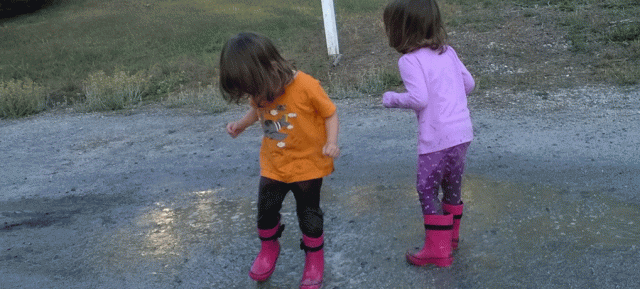 rain, boots, children, puddles