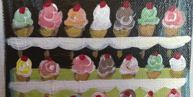 Morning Glory Cafe Ashland OR, painting detail, ice cream cones